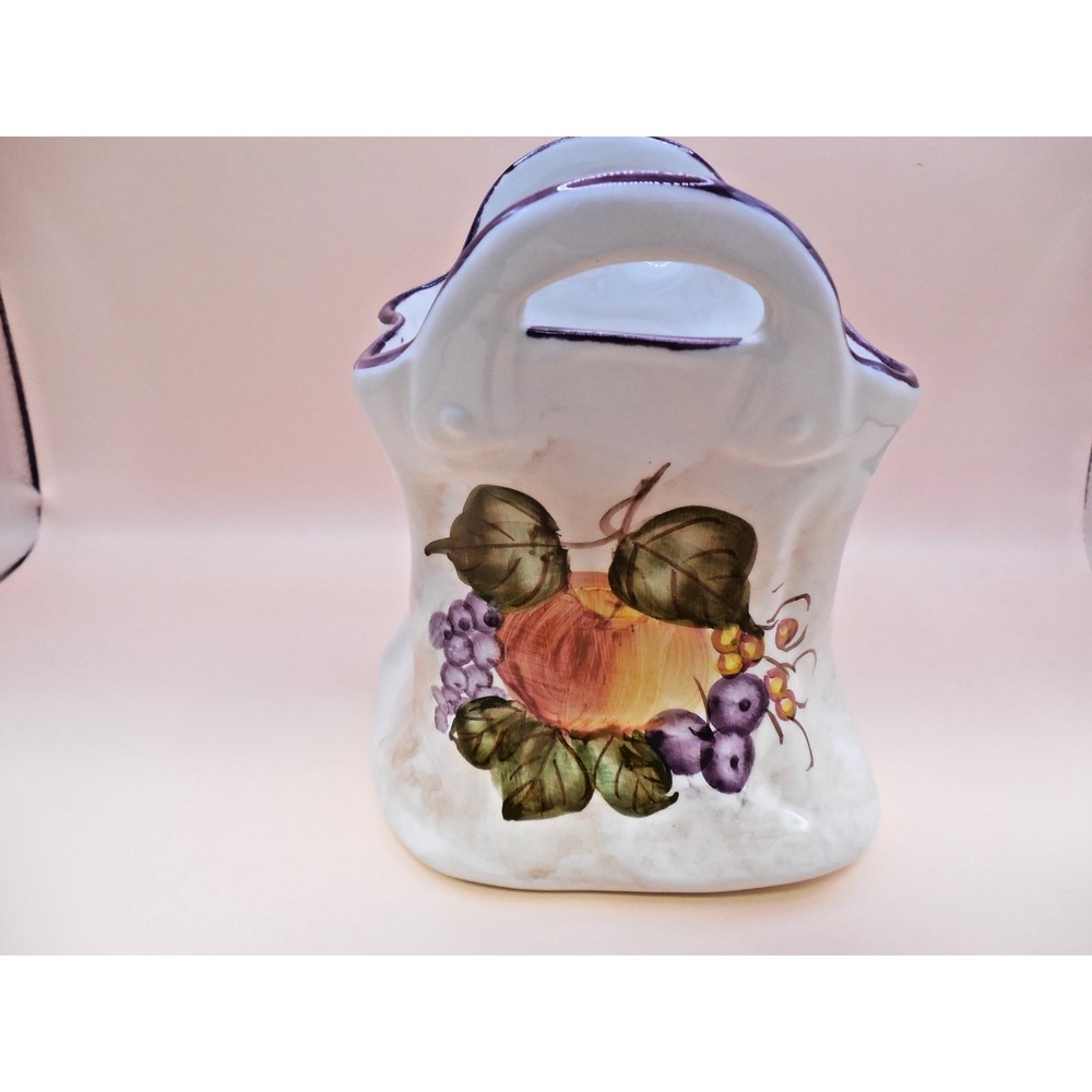 Vintage Andrea by Sadek Jay Willfred Pumpkin Vase Container Hand Painted 5.25"T